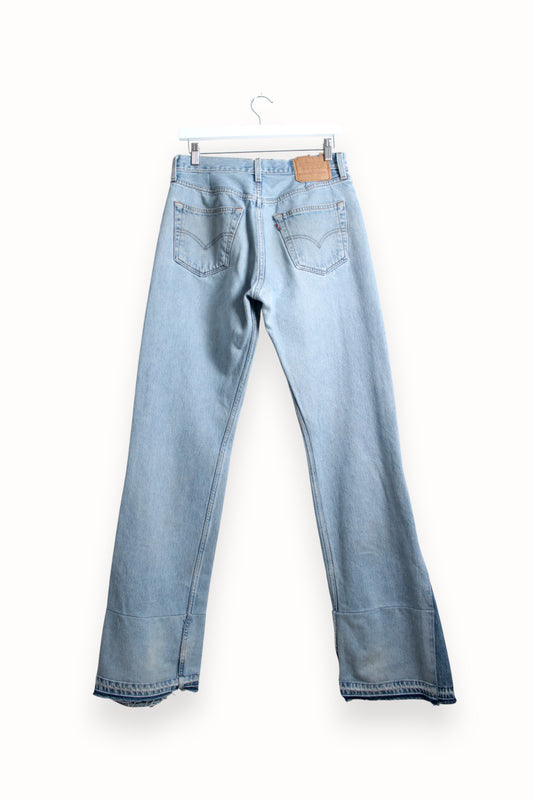 Light blue jeans on a white background