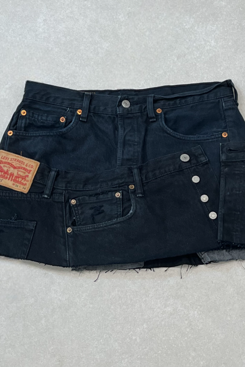 reworked layered custom levi mini skirt