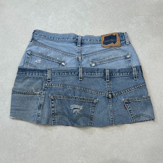 REWORKED LAYERED LEVI SKIRT- PERSIAN W32" - CLOSET LUNA