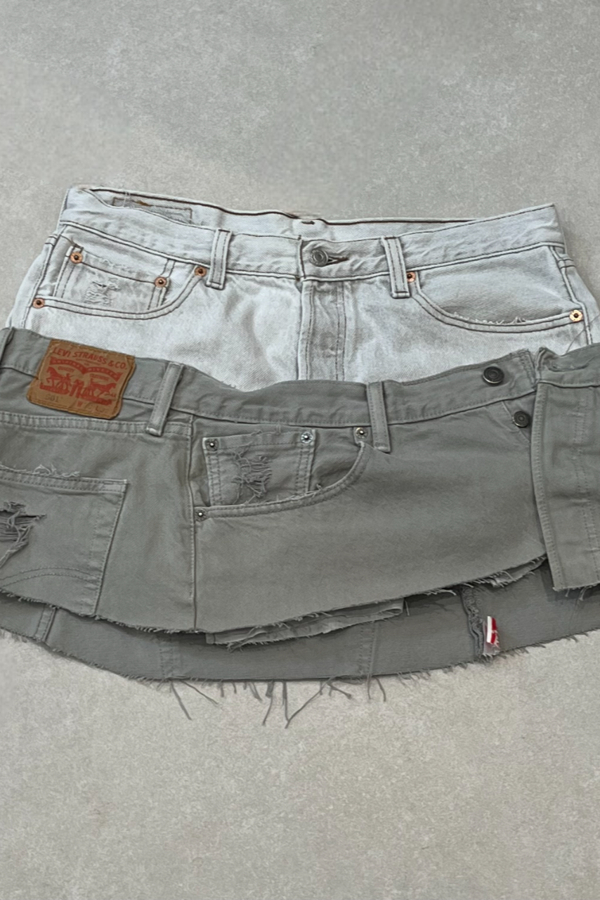 layered custom levi mini skirt