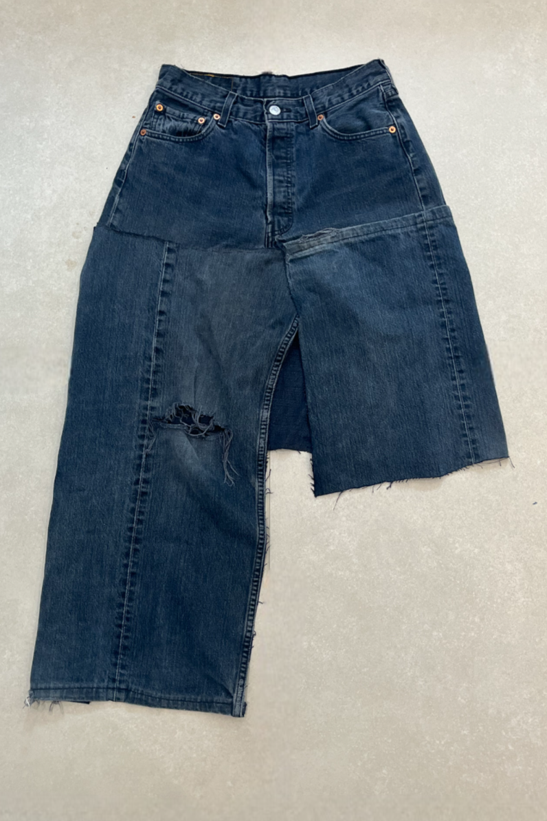 CUSTOM VINTAGE LEVI DENIM MIDI SKIRT- MADE TO ORDER - CLOSET LUNA