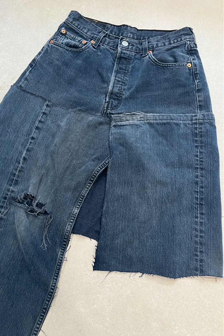 CUSTOM VINTAGE LEVI DENIM MIDI SKIRT- MADE TO ORDER - CLOSET LUNA