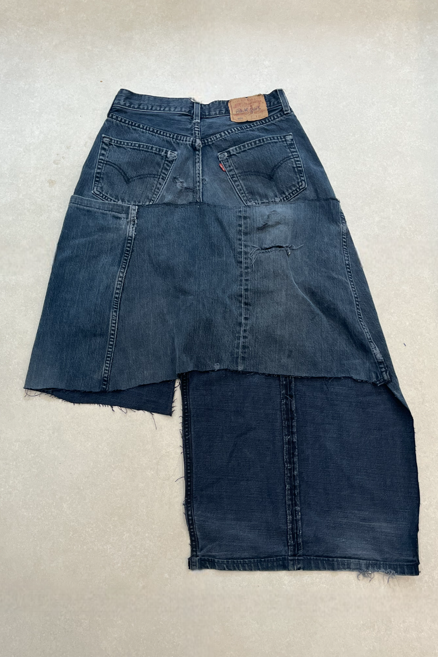 CUSTOM VINTAGE LEVI DENIM MIDI SKIRT- MADE TO ORDER - CLOSET LUNA