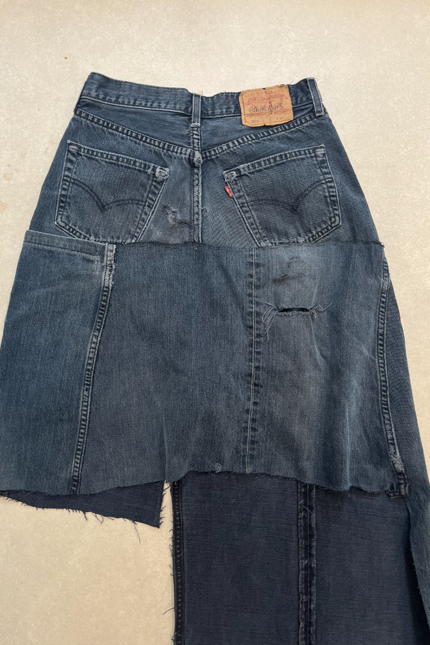 CUSTOM VINTAGE LEVI DENIM MIDI SKIRT- MADE TO ORDER - CLOSET LUNA