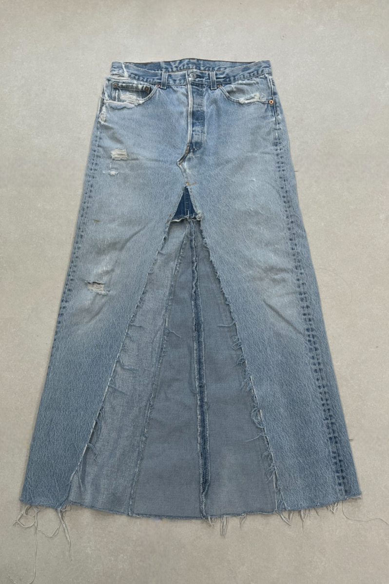 VINTAGE LEVI DENIM MAXI SKIRT - MADE TO ORDER - CLOSET LUNA
