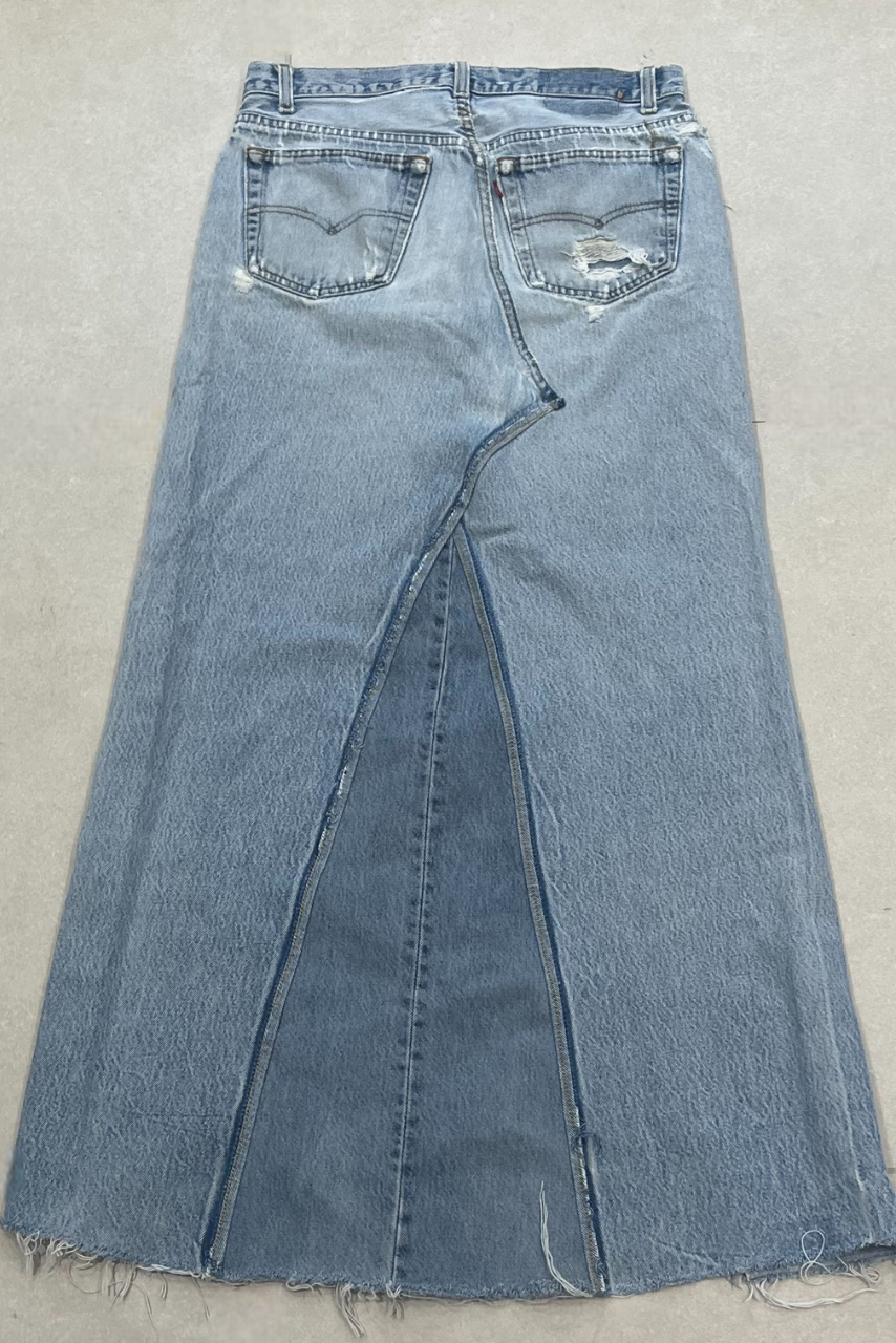 VINTAGE LEVI DENIM MAXI SKIRT - MADE TO ORDER - CLOSET LUNA