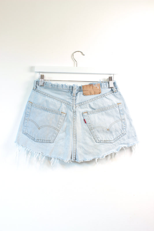 "NO WAISTBAND" CUSTOM VINTAGE LEVI DENIM REWORKED MINI SKIRT W28 - CLOSET LUNA