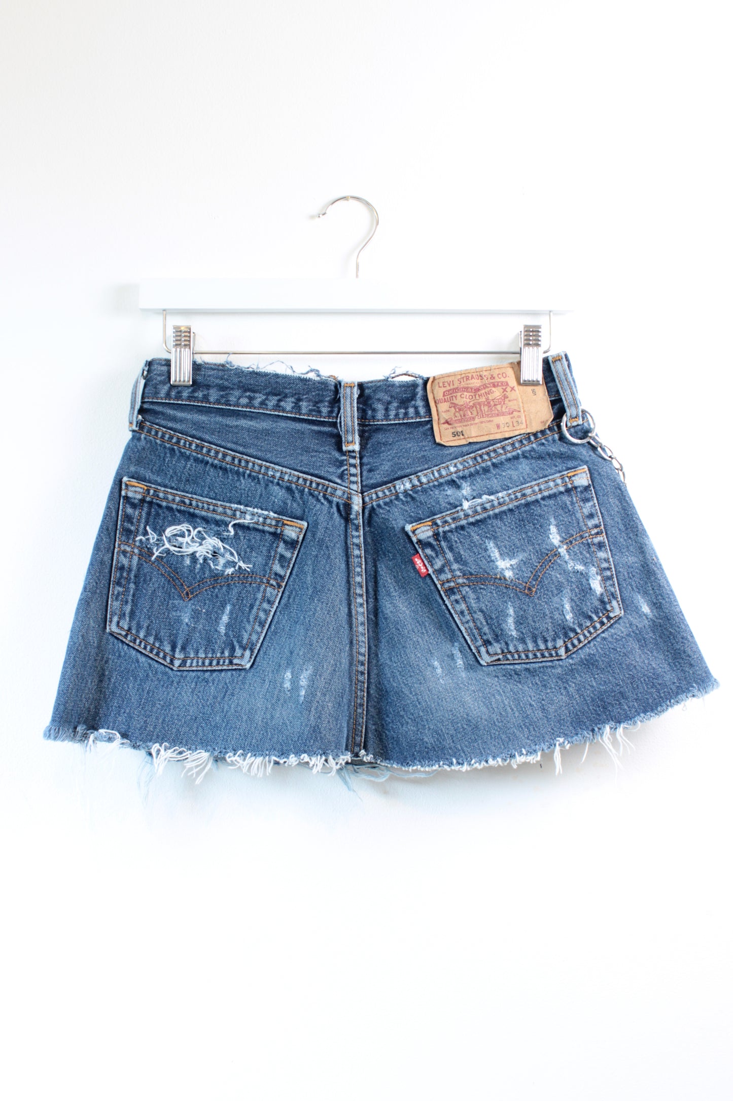 "WRAP" VINTAGE REWORKED CUSTOM LEVI DENIM MINI SKIRT W26 - CLOSET LUNA