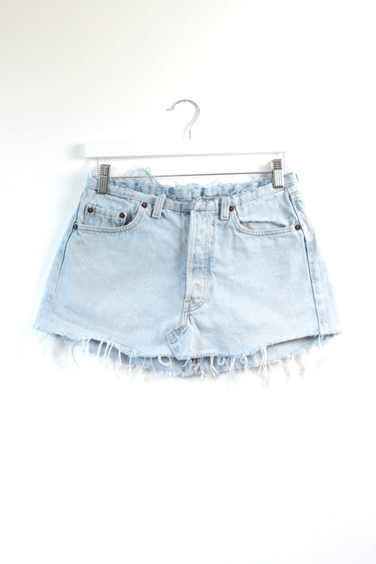 "NO WAISTBAND" REWORKED DENIM VINTAGE LEVI MINI SKIRT W28 - CLOSET LUNA