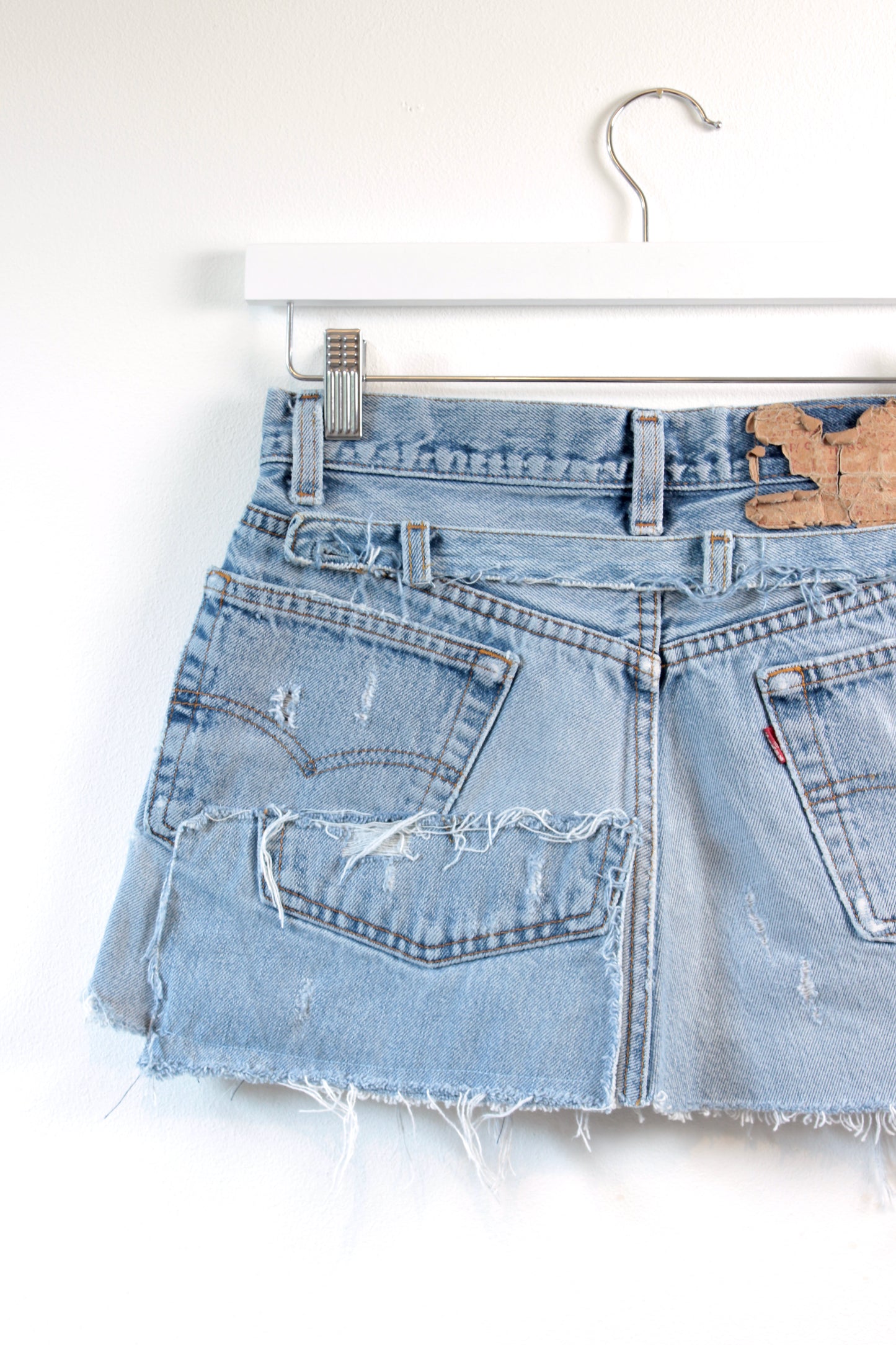 "PATCHWORK" VINTAGE LEVI DENIM CUSTOM MINI SKIRT W28" - CLOSET LUNA