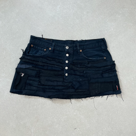 reworked distressed custom mini skirt