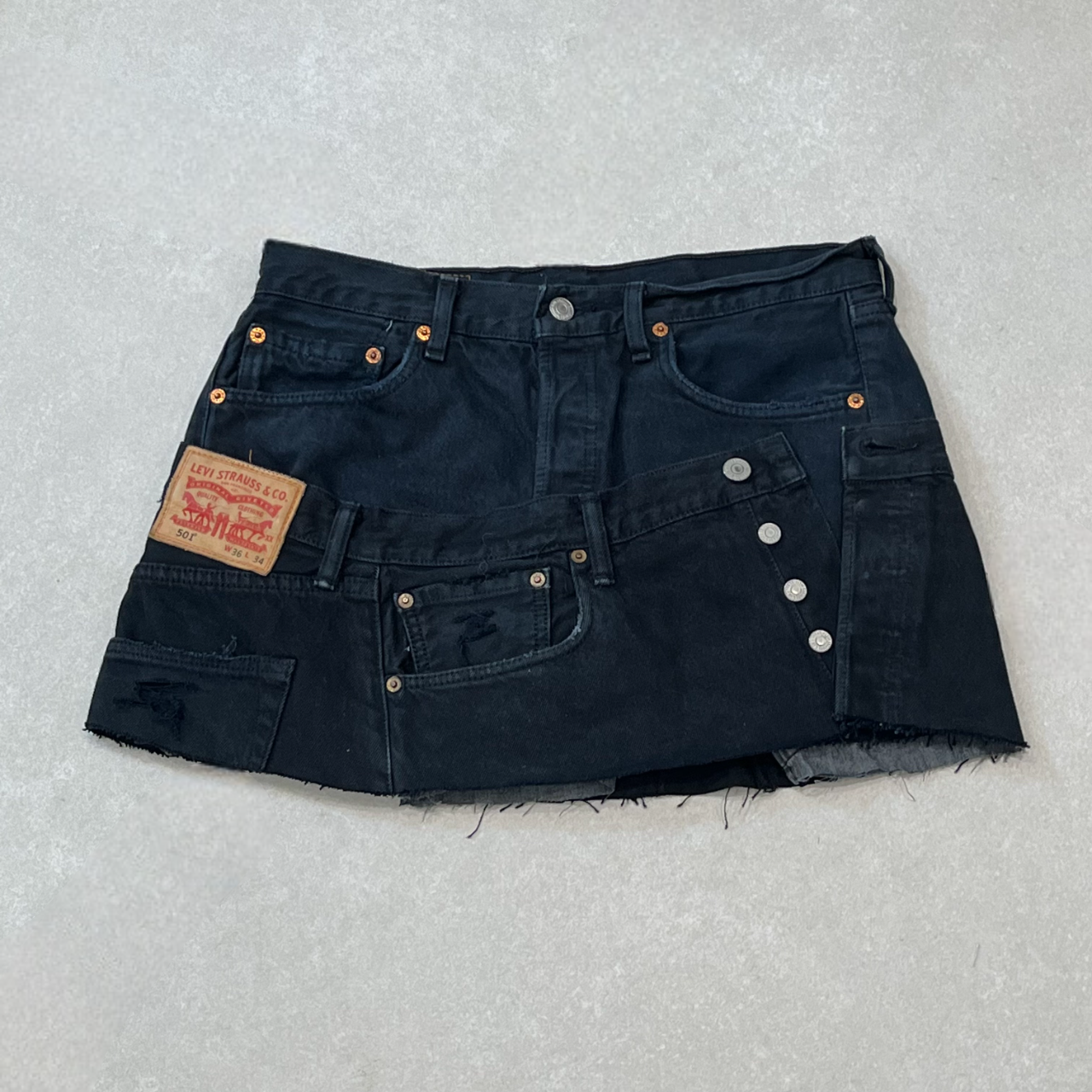 reworked layered custom levi mini skirt