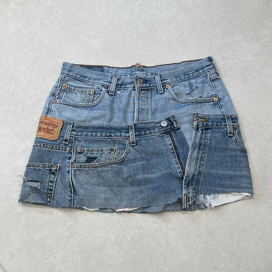 reworked layered custom levi mini skirt