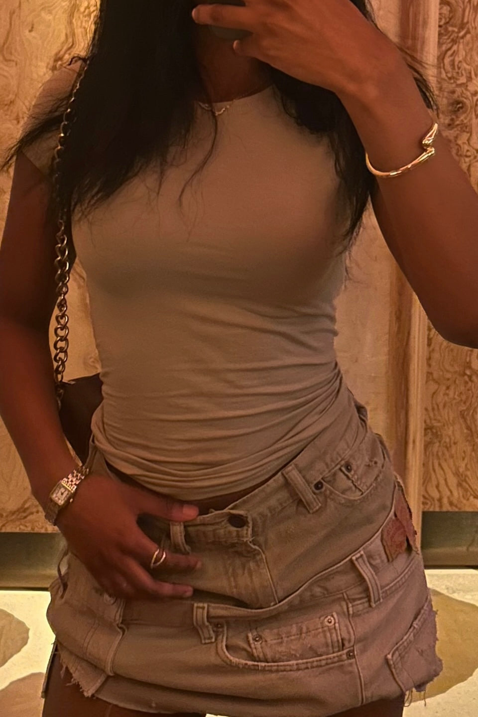 "LAYERED" SKIRT COSMIC LATTE - CLOSET LUNA