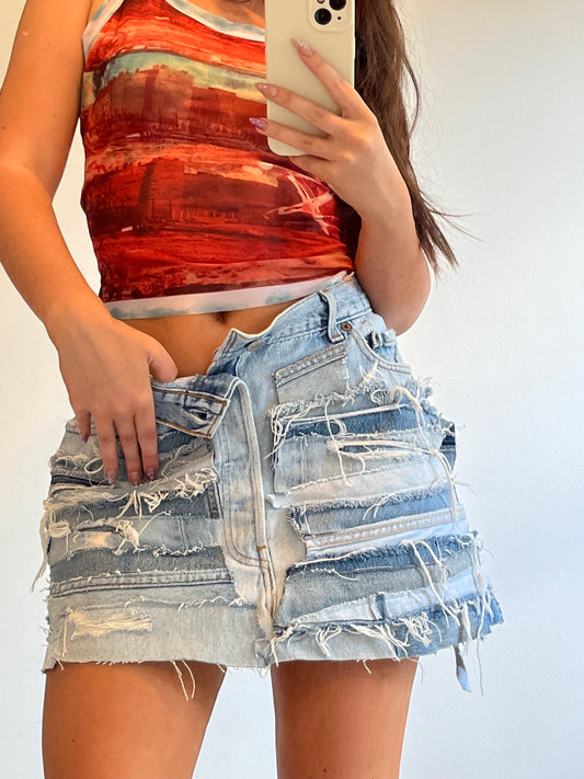 reworked custom levi mini skirt