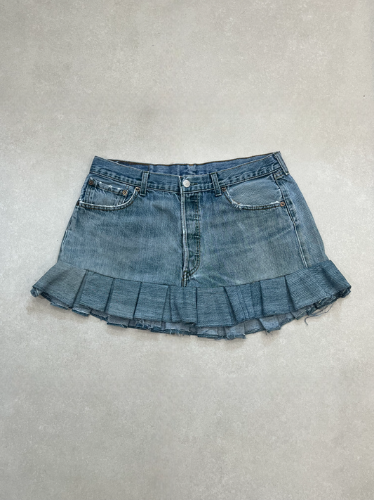 "PLEATED" VINTAGE LEVI DENIM MINI SKIRT- MADE TO ORDER - CLOSET LUNA