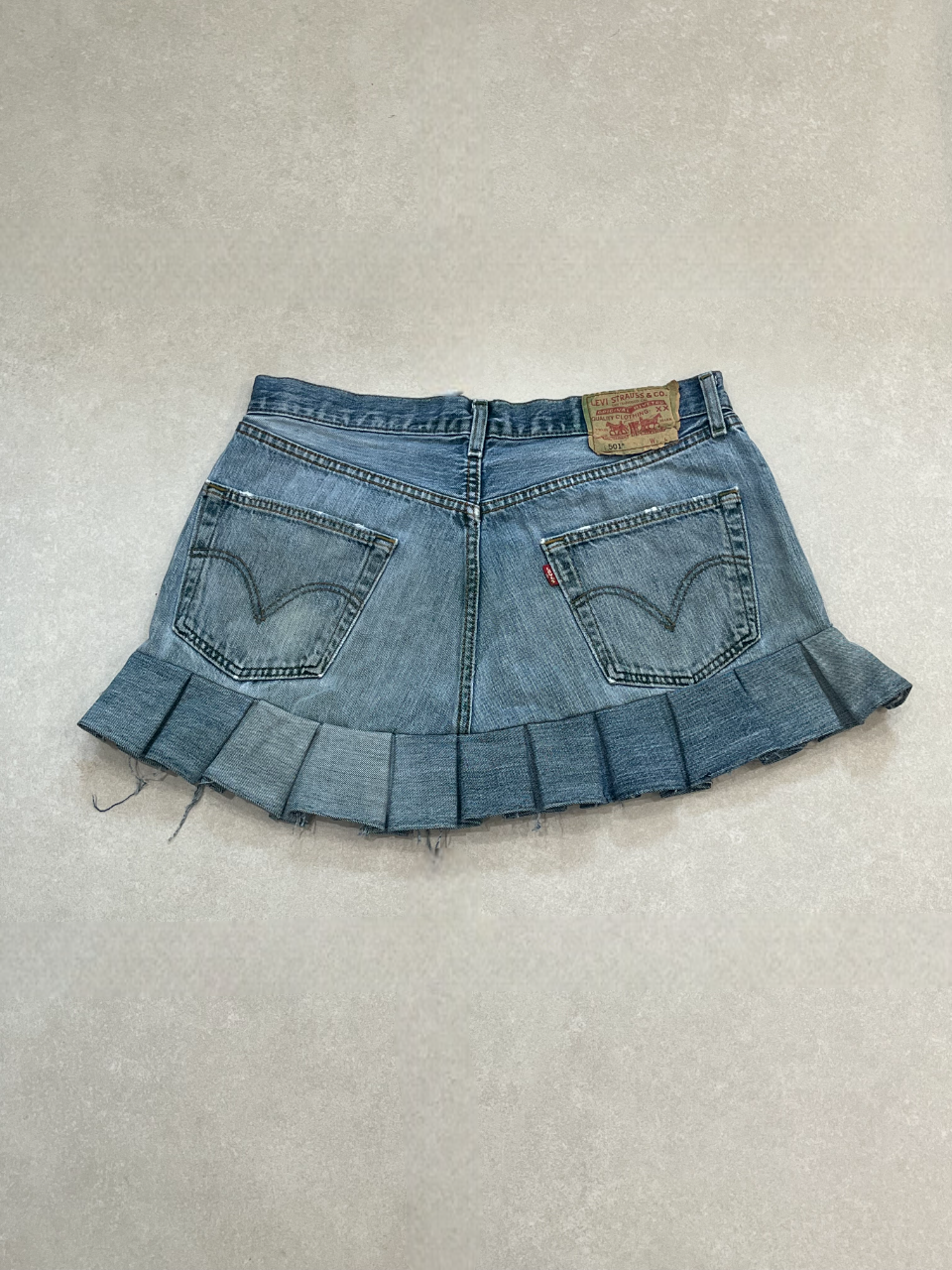 "PLEATED" VINTAGE LEVI DENIM MINI SKIRT- MADE TO ORDER - CLOSET LUNA