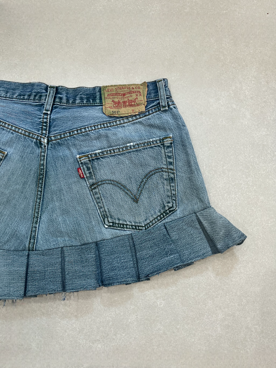 "PLEATED" VINTAGE LEVI DENIM MINI SKIRT- MADE TO ORDER - CLOSET LUNA