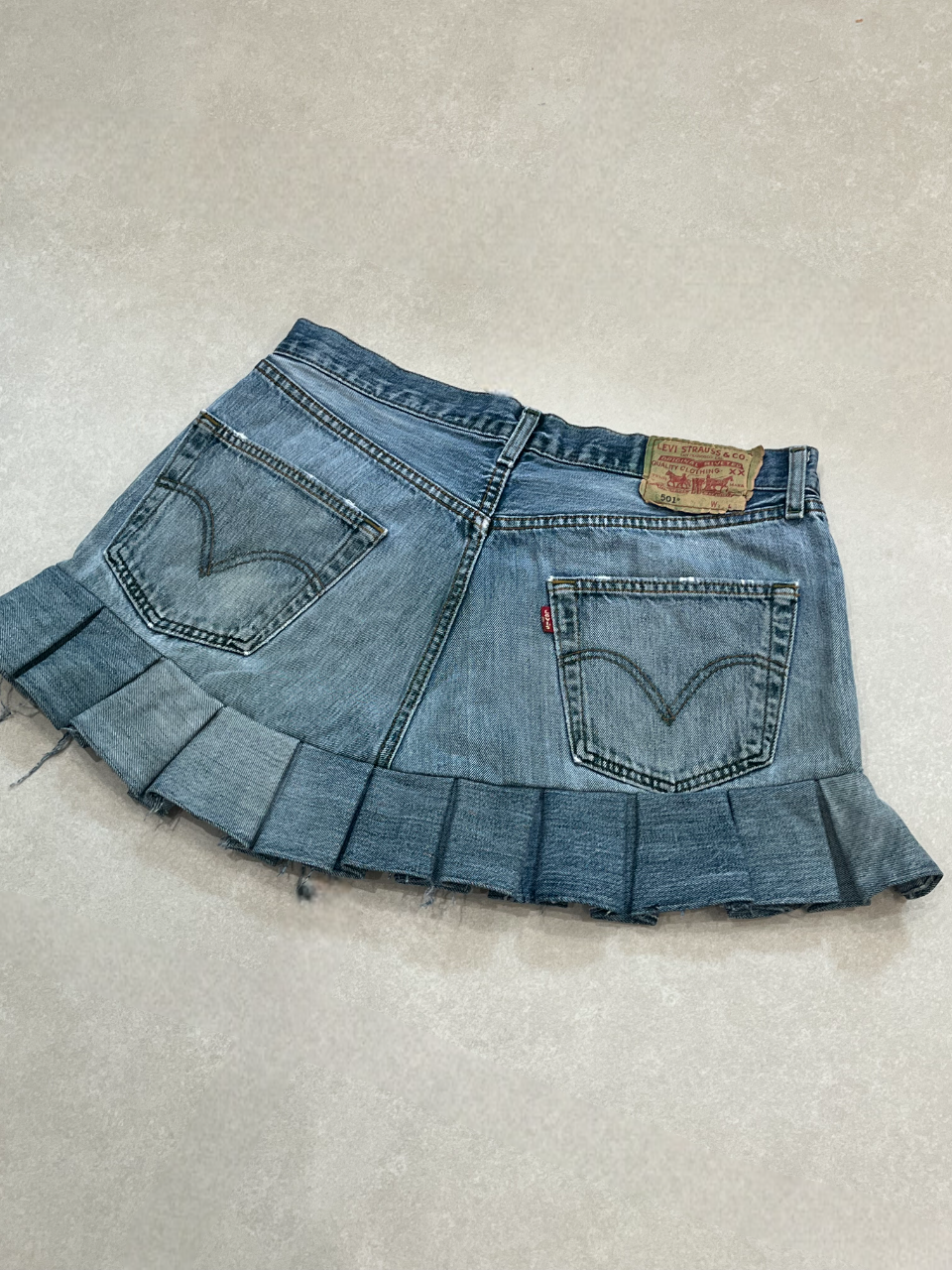 "PLEATED" VINTAGE LEVI DENIM MINI SKIRT- MADE TO ORDER - CLOSET LUNA