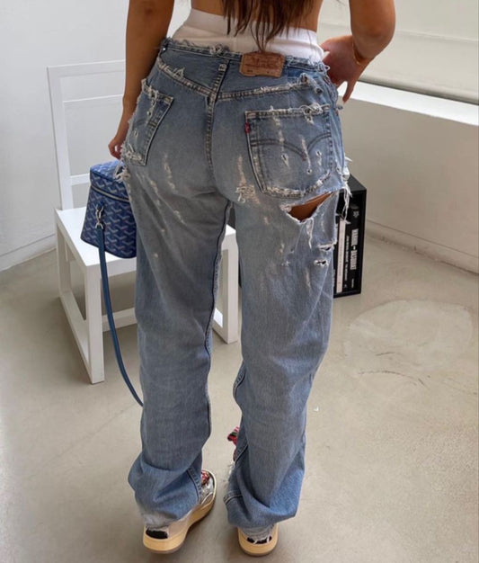 "NO WAIST" CUSTOM VINTAGE LEVI JEANS -MADE TO ORDER - CLOSET LUNA