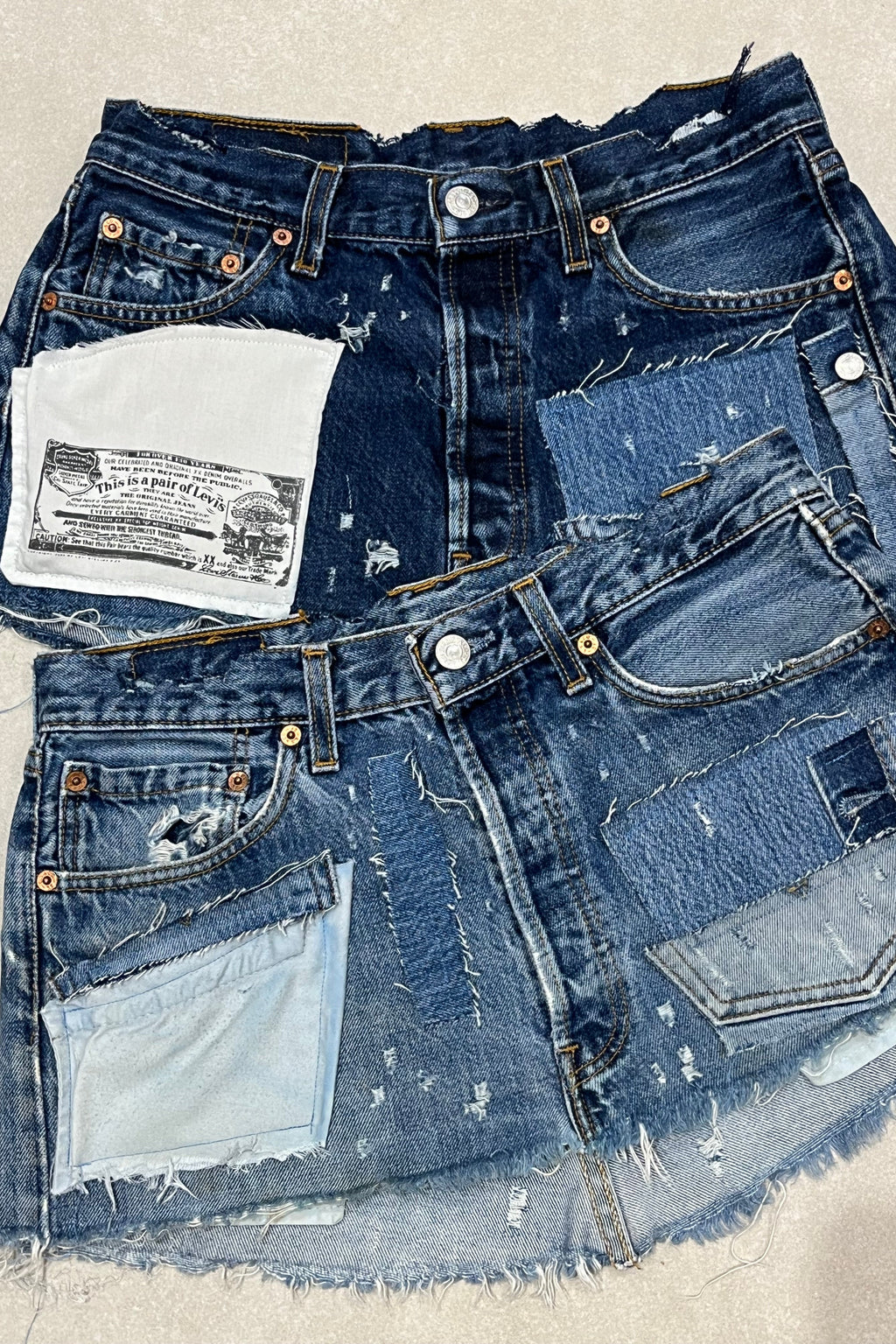 "DISTRESSED" VINTAGE LEVI MINI SKIRT - MADE TO ORDER - CLOSET LUNA