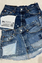 "DISTRESSED" VINTAGE LEVI MINI SKIRT - MADE TO ORDER - CLOSET LUNA