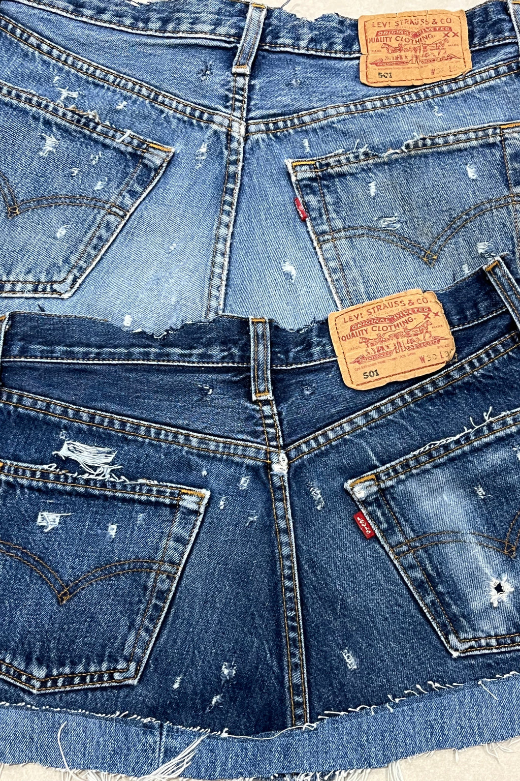 "DISTRESSED" VINTAGE LEVI MINI SKIRT - MADE TO ORDER - CLOSET LUNA