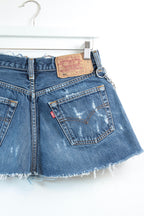 "WRAP" CUSTOM VINTAGE LEVI DENIM MINI SKIRT REWORKED SUSTAINABLE W26 - CLOSET LUNA