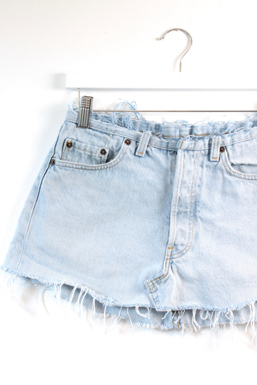 "NO WAISTBAND" REWORKED CUSTOM CLOSET LUNA DENIM MINI SKIRT W28 - CLOSET LUNA