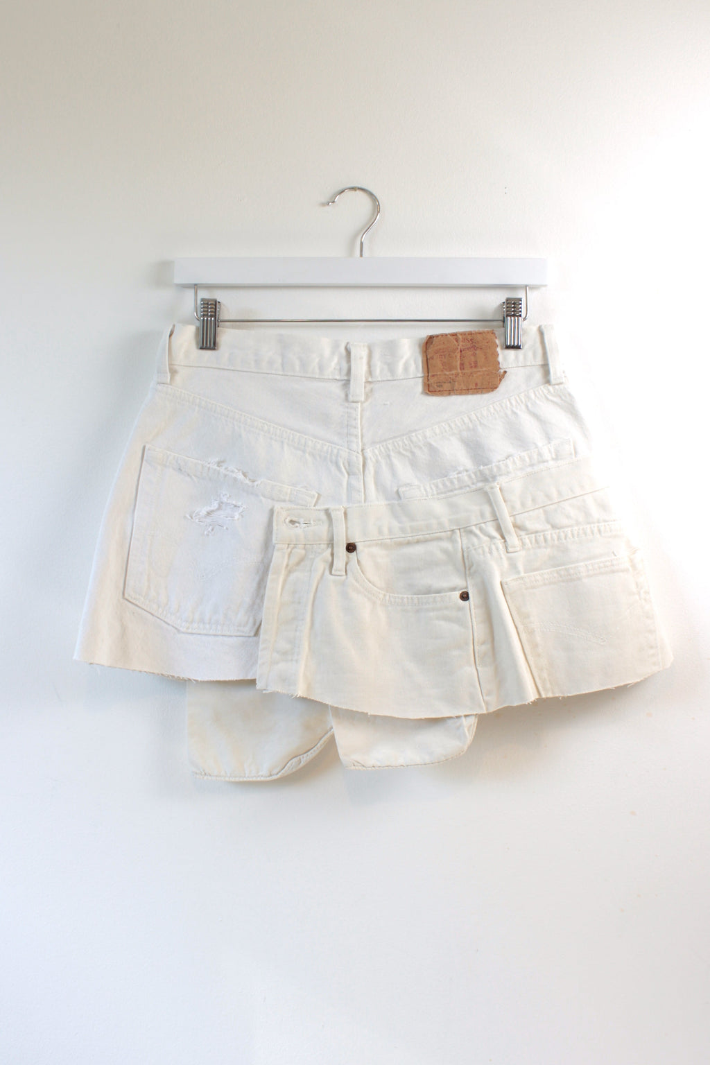 "LAYERED" REWORKED CUSTOM VINTAGE LEVI DENIM MINI SKIRT W30" - CLOSET LUNA