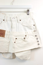 "LAYERED" REWORKED VINTAGE LEVI DENIM MINI SKIRT W30" - CLOSET LUNA